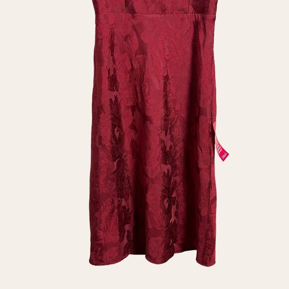 Sachin & Babi New Gabby Maroon Red Floral Jacquard Puff Sleeve Midi Dress Size 8 - Picture 8 of 14